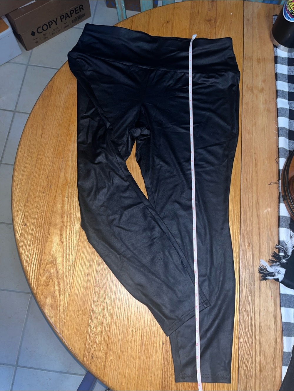Terra & Sky Black Faux Leather Pants